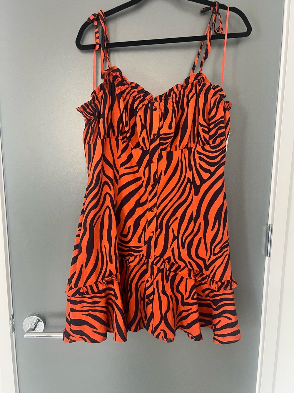 Bar III Orange and Black Zebra-Print Sundress